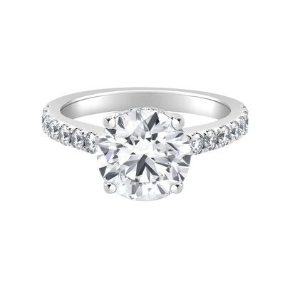 Brilliant-Cut Lab Grown 3 5/8 Diamond Hidden Halo Classic Cathedral Engagement Ring in 14k White Gold