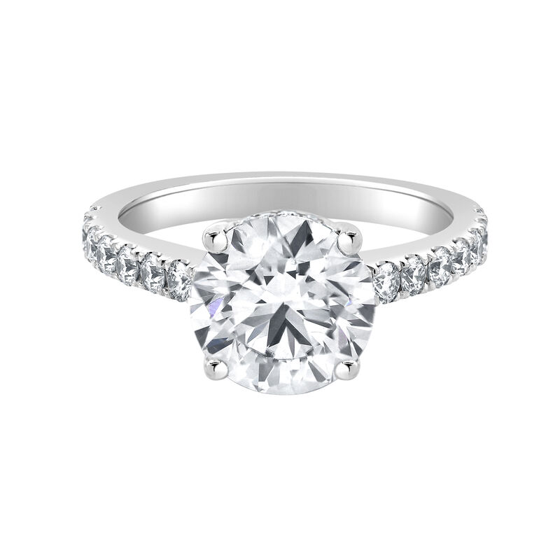 Brilliant-Cut Lab Grown 3 5/8 Diamond Hidden Halo Classic Cathedral Engagement Ring in 14k White Gold image number null