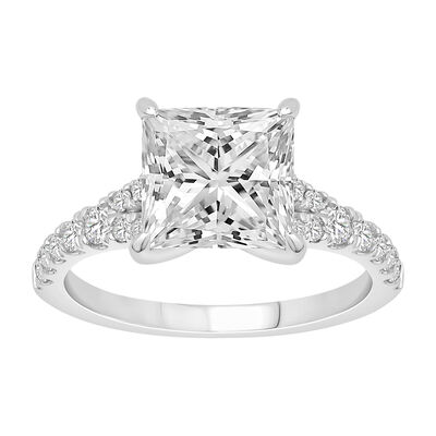 Princess-Cut Lab Grown 3ct. Diamond Split Shank Engagement Ring in 14k White Gold