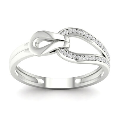 Diamond 1/10ctw. Love Knot Promise Ring in 10k White Gold 