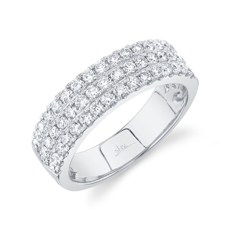 Diamond 7/8ctw. Three Row Pave Anniversary Ring in 14k White Gold image number null