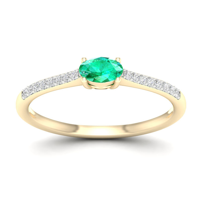 Oval Emerald Classic Ring in 10k Yellow Gold image number null
