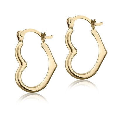 Mini Heart Hoop Earrings in 14k Yellow Gold