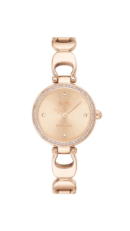 COACH Ladies' Park Signature C Rose Plated Stainless Steel Bangle 26mm Watch 14503172 image number null