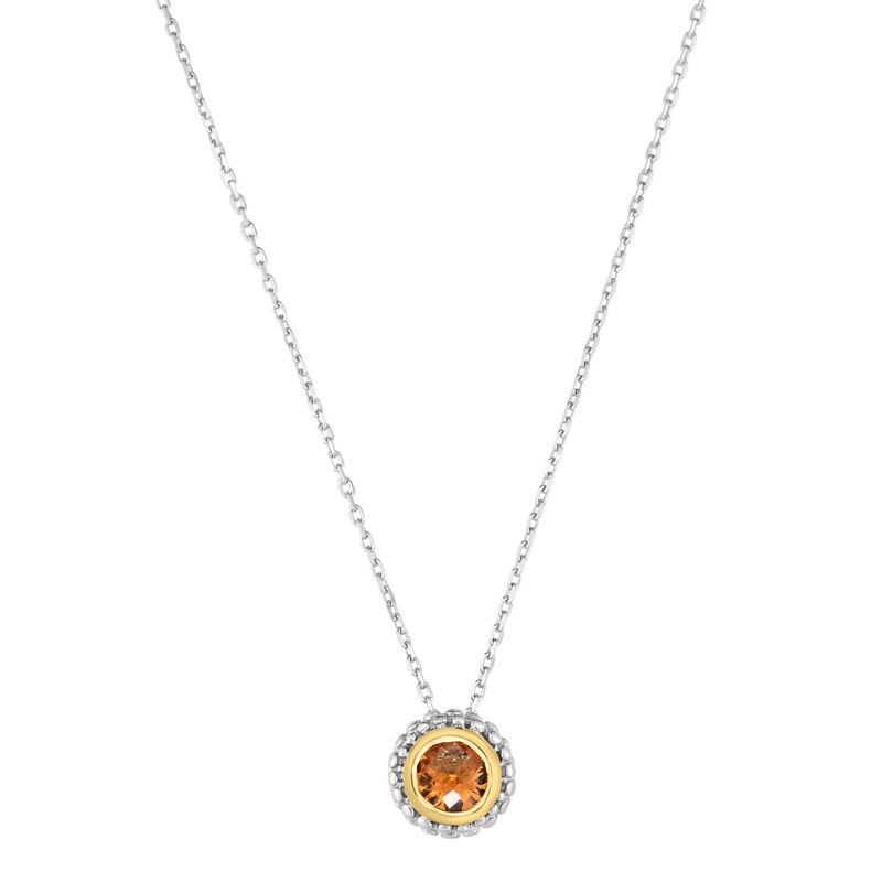 Citrine Double Halo Pendant 18" in Sterling Silver image number null