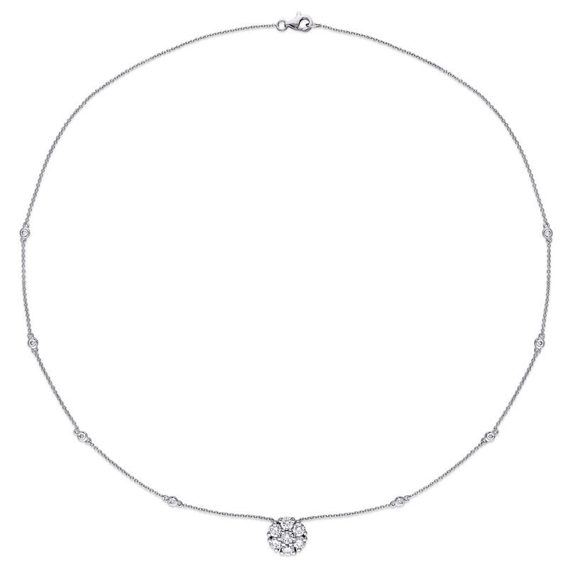 Created Moissanite Flower Station Necklace in 10k White Gold image number null
