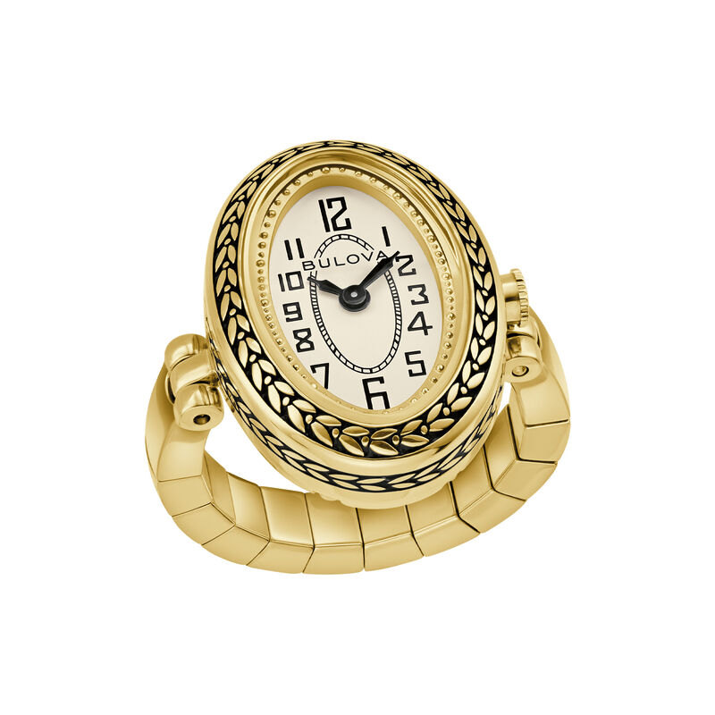 Bulova Archive Art Deco Gold Tone Ring Watch 97L188 image number null