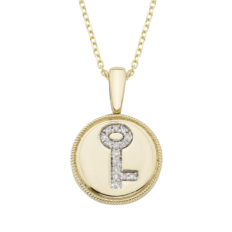 Diamond Key Pendant in 14k Yellow Gold image number null