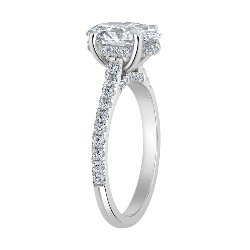 Oval-Cut Lab Grown 2 3/8ctw. Diamond Hidden Halo Cathedral Engagement Ring in 14k White Gold image number null