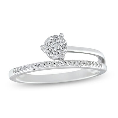 Diamond Round Cluster Stackable Ring in 10k White Gold