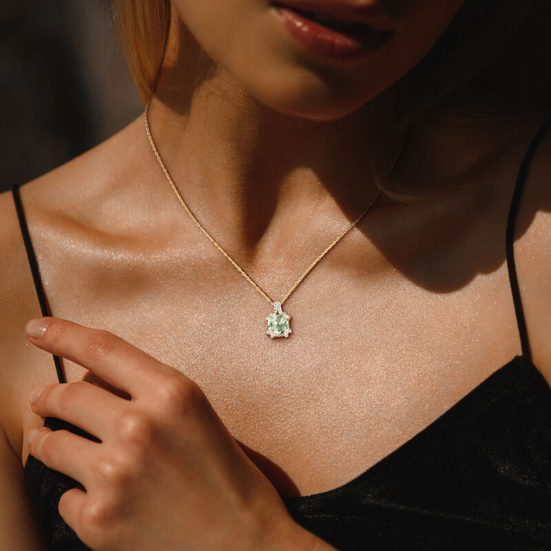 Green Quartz & White Topaz Necklace in Gold Plated image number null