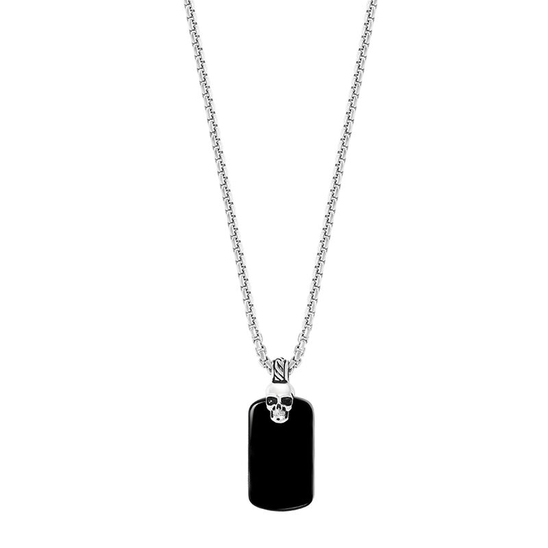 Men's Onyx Dog Tag Pendant in Sterling Silver image number null