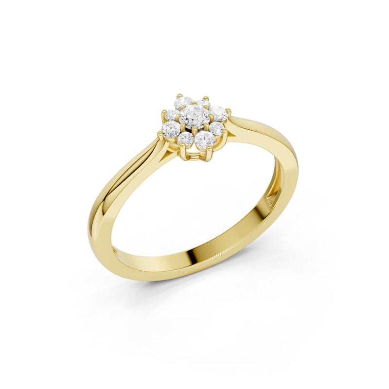 Lab Grown Diamond Kite Halo Promise Ring in 10k Yellow Gold image number null