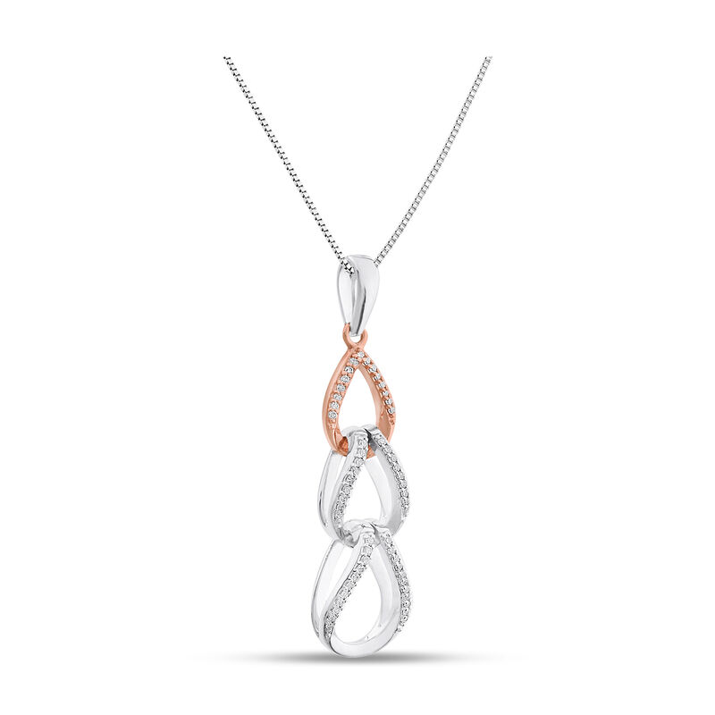 Triple Diamond Drop Pendant in 10k Rose Gold & Sterling Silver image number null