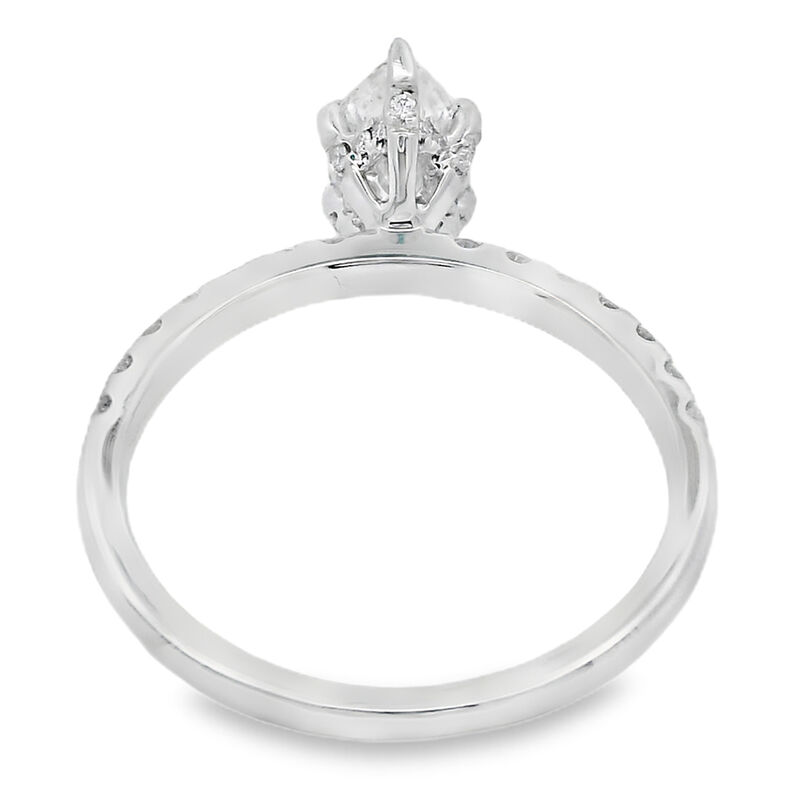 Marquise-Cut 1 3/8ctw. Diamond Hidden Halo Classic Shank Engagement Ring in 14k White Gold image number null