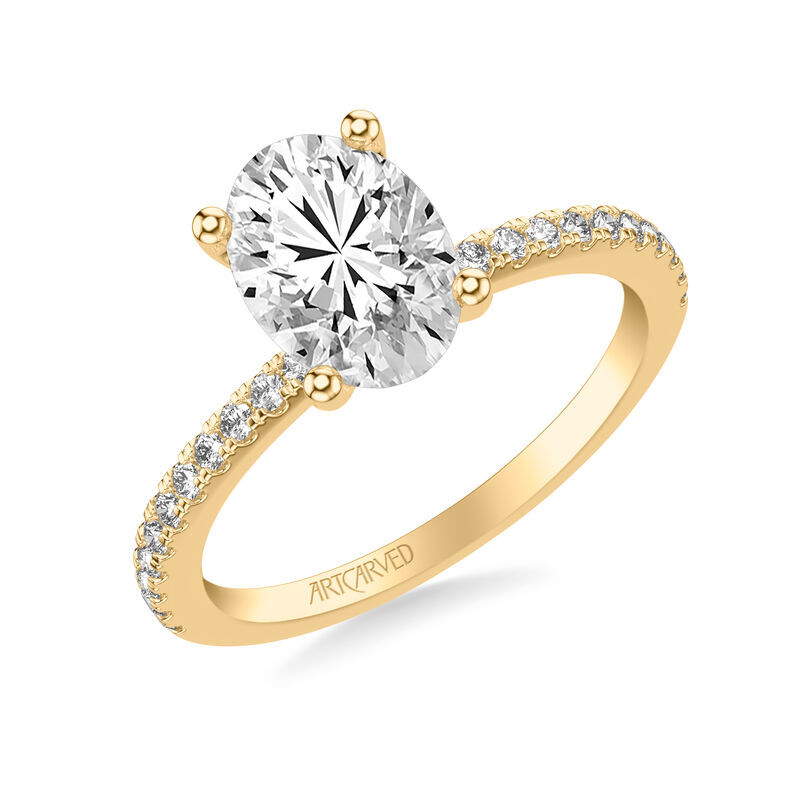 Sybil. Artcarved Oval Diamond Hidden Collar Semi-Mount in 14k Yellow Gold image number null