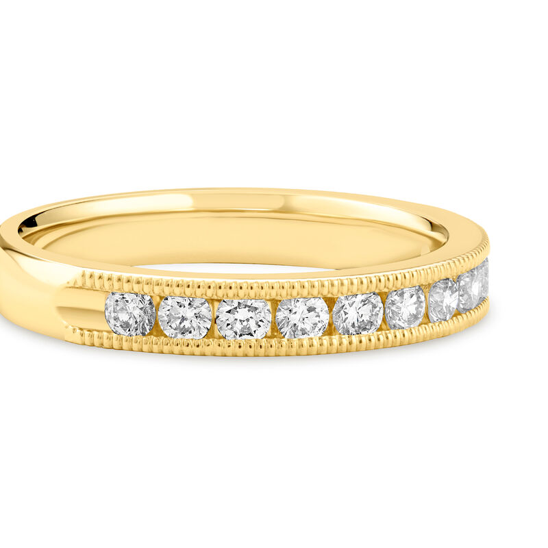 1/2ctw. Natural Diamond Milgrain Channel Anniversary Band in 14k Yellow Gold image number null