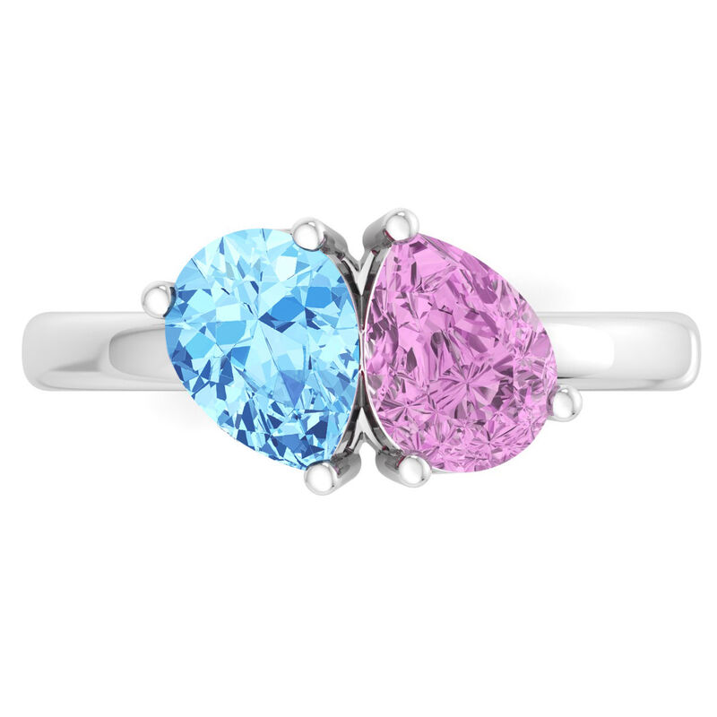 Martha Stewart Blue Topaz and Pink Sapphire Two Stone Ring in Sterling Silver image number null