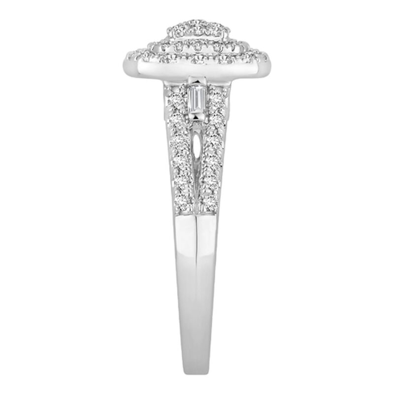 Diamond Cushion Double Halo Composite Engagement Ring in 10k White Gold image number null