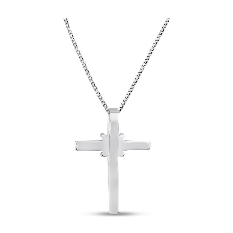 Diamond Cross Necklace in 10k White Gold image number null