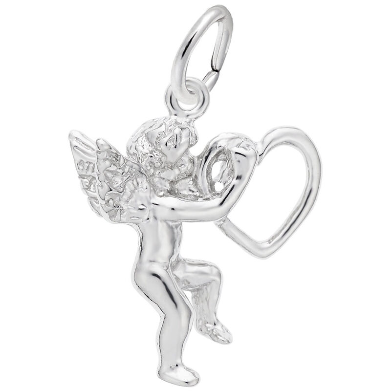 Angel & Heart Charm in 14K White Gold image number null