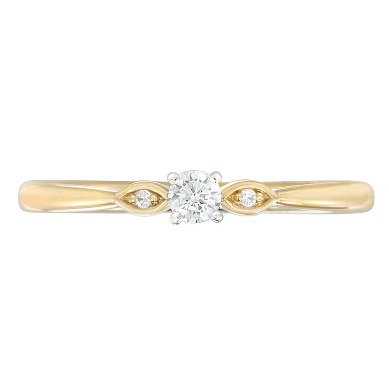 Round Lab Grown Diamond 1/10ctw. Three Stone Promise Ring in 10k Yellow Gold image number null
