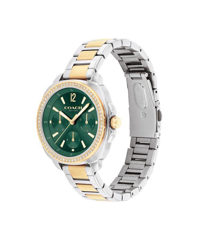 Coach Ladies' Kitt Multifunction Green Dial With Crystal Bezel Two-Tone Stainless Steel Bracelet 34mm Watch 14504394 image number null
