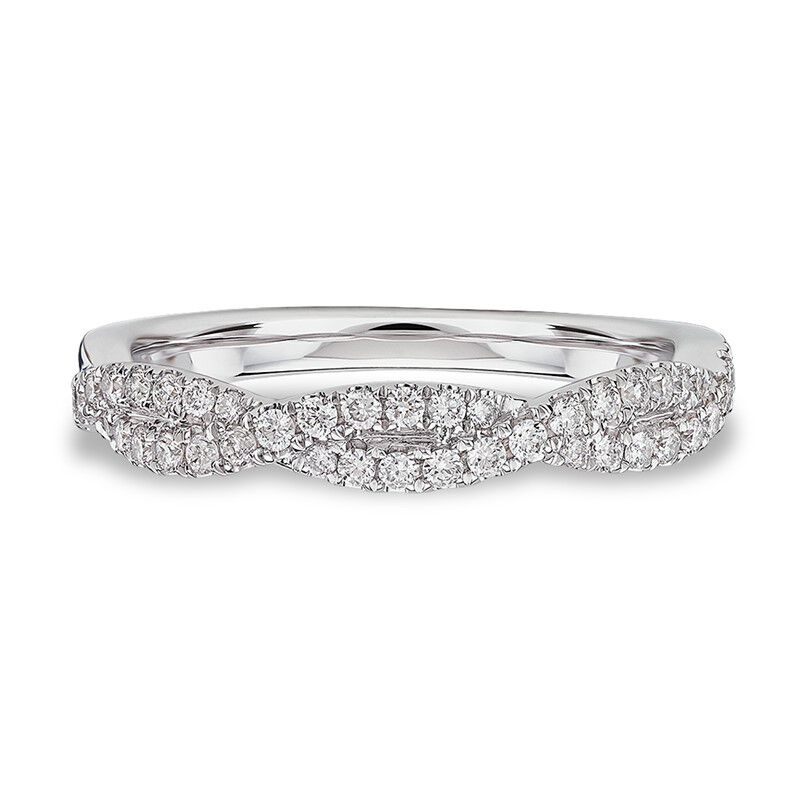 Ladies' Diamond Crossover Twist Band in 14k White Gold image number null