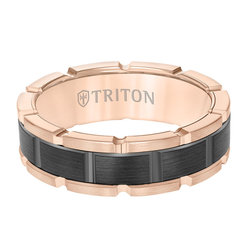 Triton Black & Rose Tungsten 7mm Link Wedding Band image number null