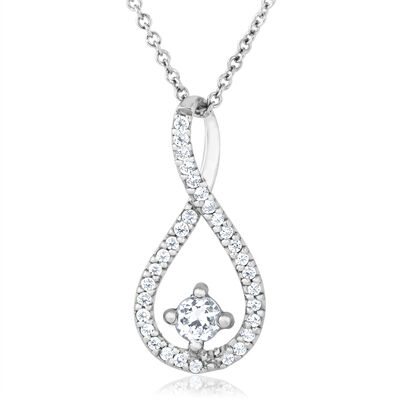 Diamond Infinity Drop Pendant in 10k White Gold
