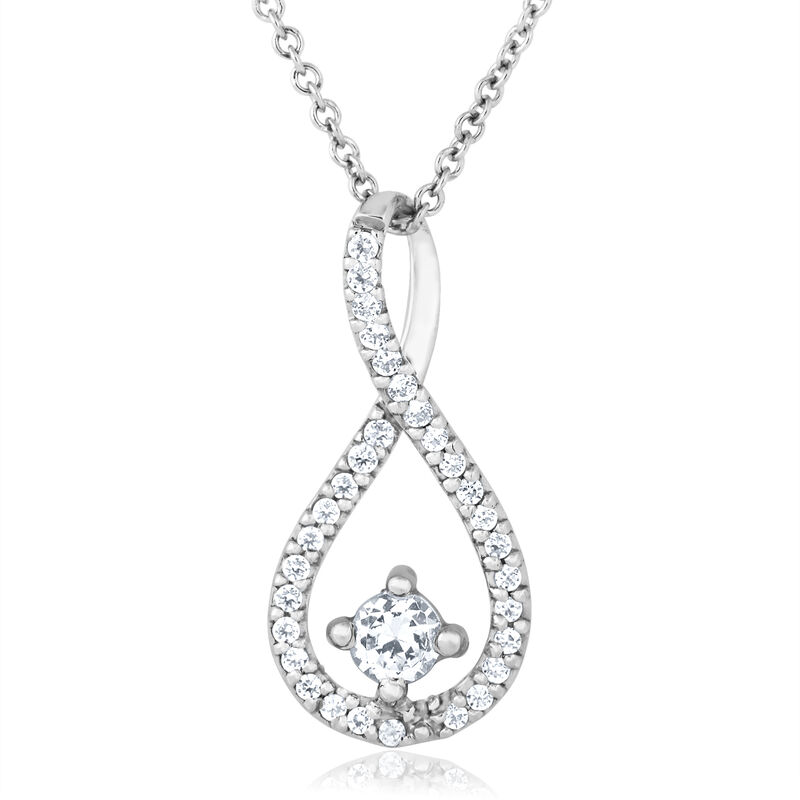 Diamond Infinity Drop Pendant in 10k White Gold image number null