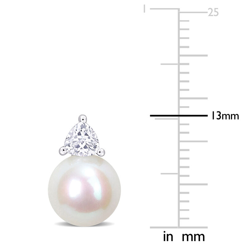 Created White Sapphire & Freshwater Cultured Pearl Stud Earrings in 10k White Gold image number null