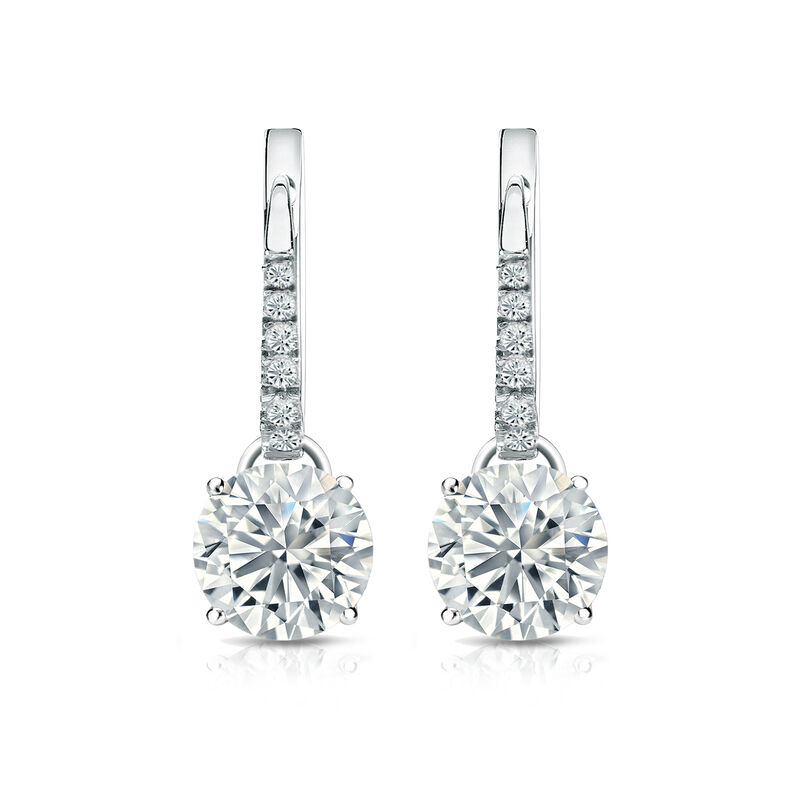 Diamond 2ctw. 4-Prong Round Drop Earrings in Platinum SI1 Clarity image number null