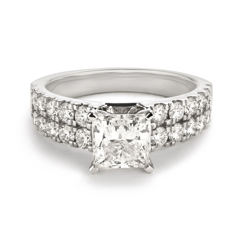 Pierce. Princess-Cut Lab Grown 2.50ctw. Diamond Double Row Engagement Ring in 14k White Gold image number null