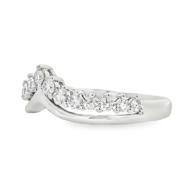 Round Diamond Double Row Contour Wedding Ring in 14k White Gold image number null