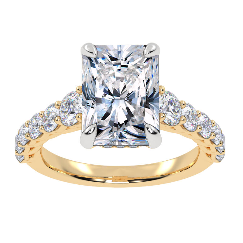 Radiant-Cut Lab Grown 4ctw. Diamond Graduated Brilliant-Cut Diamond Engagement Ring in 14k Yellow Gold image number null