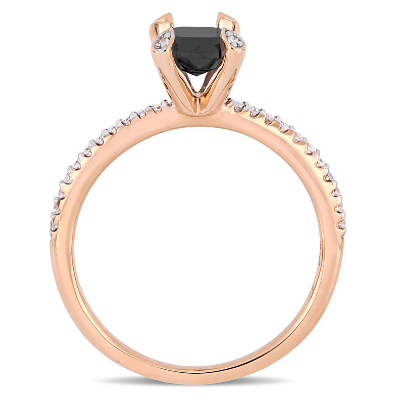 Emerald-Cut 1 1/10ctw Black Diamond Engagement Ring in 10k Rose Gold image number null