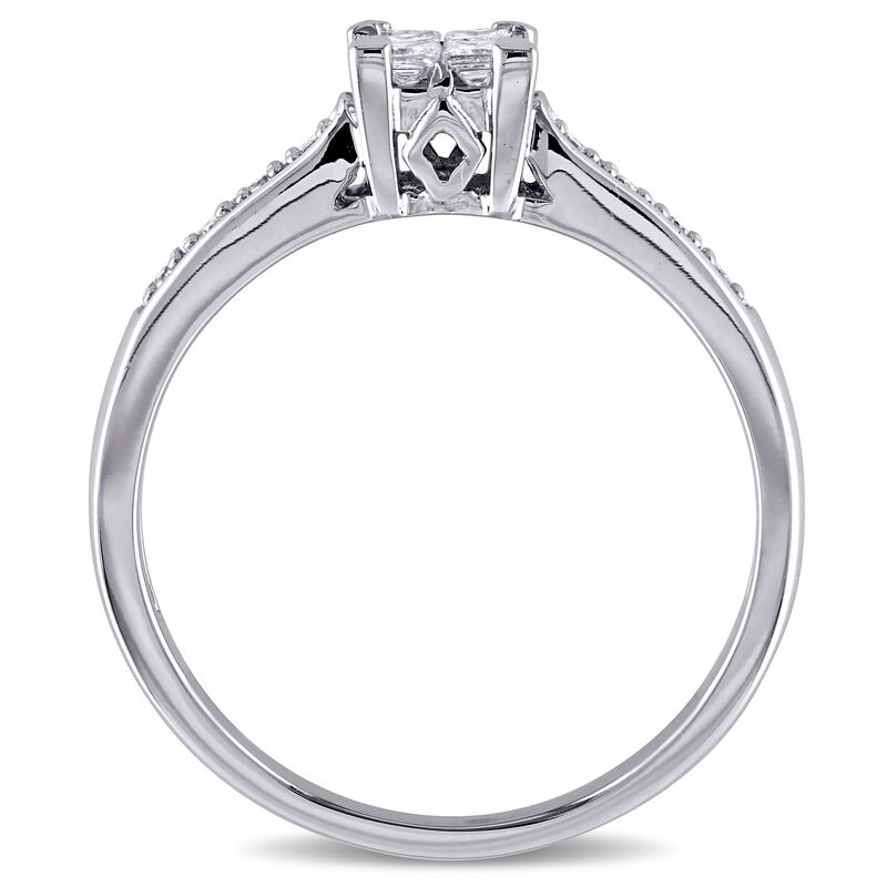 Princess & Round Cut White Diamond Promise Ring 1/4ctw. in 10k White Gold  image number null