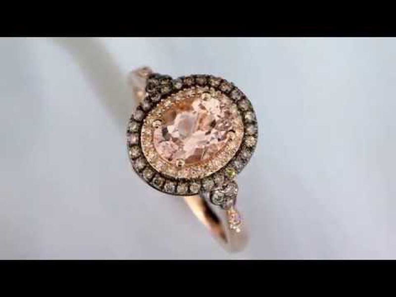 JK Crown® Morganite & Double Diamond Halo Ring in Rose Gold image number null