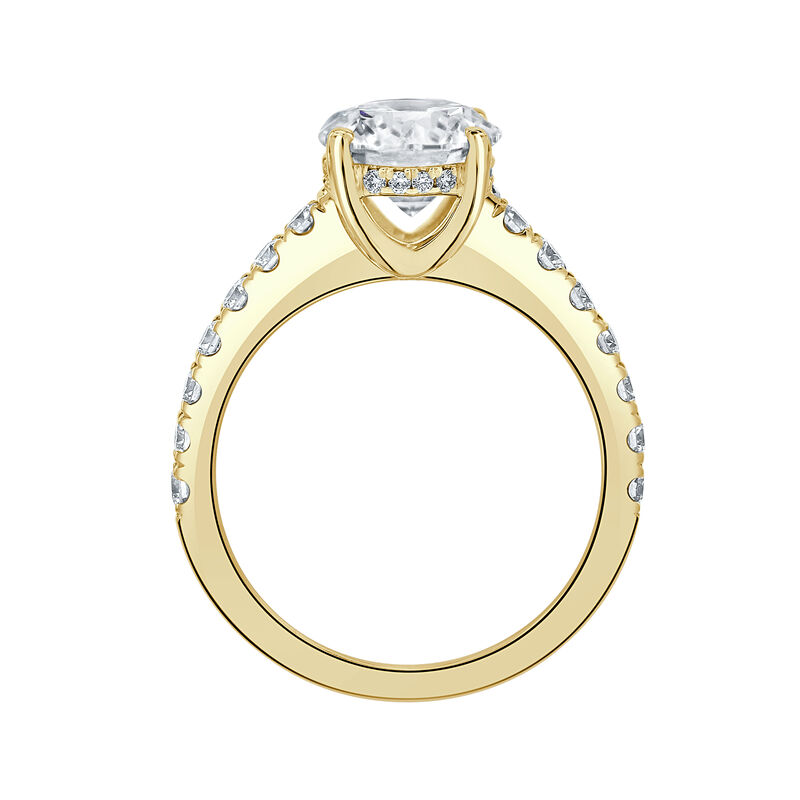 Brilliant-Cut Lab Grown 2 5/8 Diamond Hidden Halo Classic Cathedral Engagement Ring in 14k Yellow Gold image number null