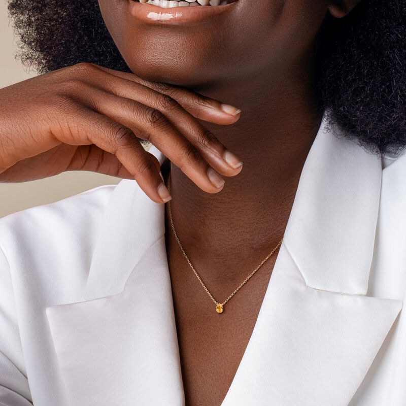 Citrine Pear Necklace in Gold Plated image number null