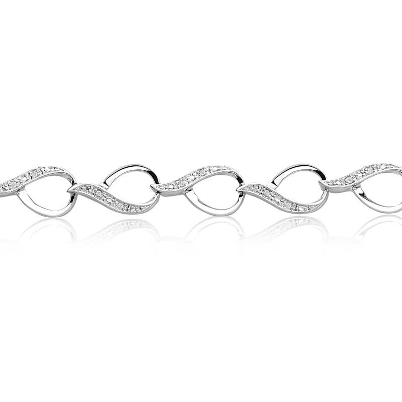 Ladies Diamond Fashion Link Bracelet in Sterling Silver image number null