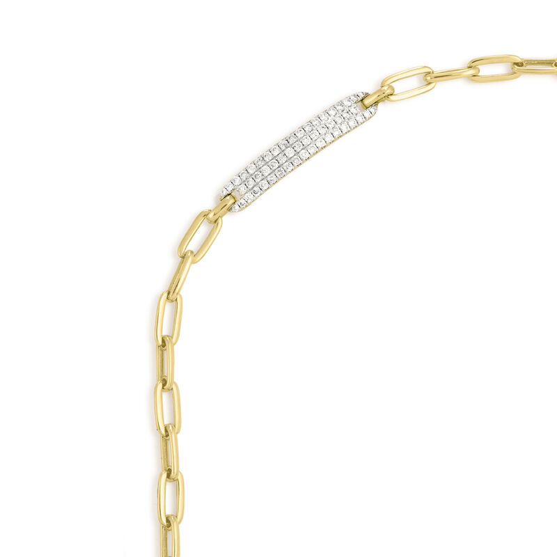 Brilliant-Cut .65ctw. Diamond Plate With Paperclip Link Bracelet in 14k Yellow Gold image number null