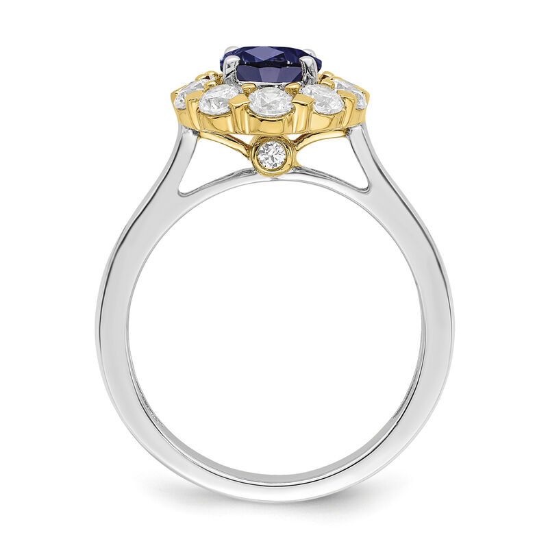 Lab Grown Diamond & Created Oval Sapphire Ring in 14k Gold image number null