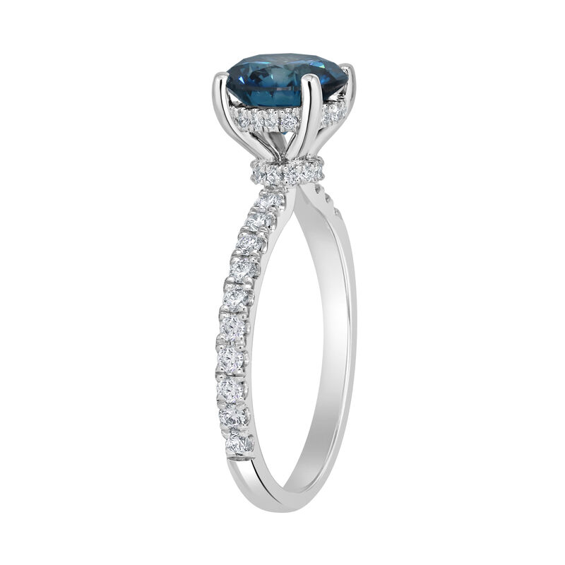 Brilliant-Cut Lab Grown 2 3/8ctw. Blue Diamond with Hidden Halo Diamond Collar Engagement Ring in 14k White Gold image number null