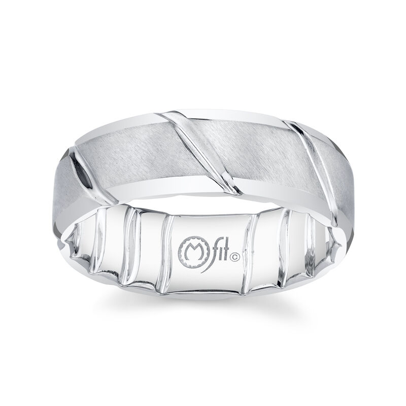 Men's MFIT 8mm Satin Band in 10k White Gold image number null