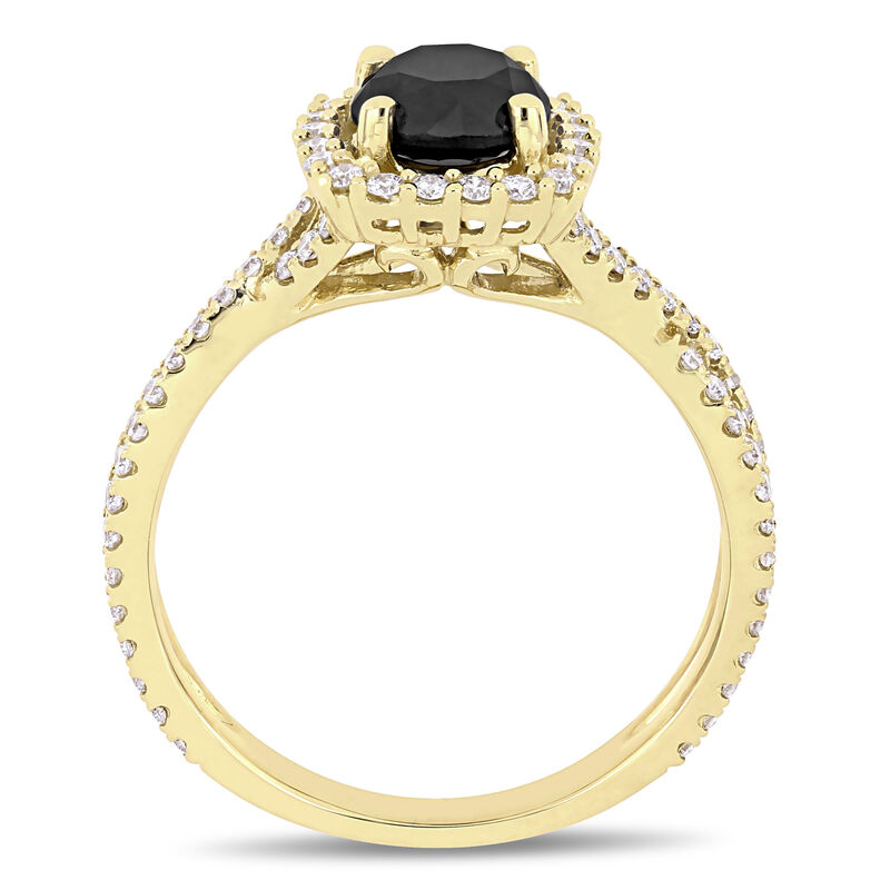 Black Round Diamond & Halo Twist 1.50ctw. Engagement Ring in Yellow Gold image number null