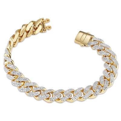 Diamond Pave 1.10ctw Link Bracelet in 14k Yellow Gold 