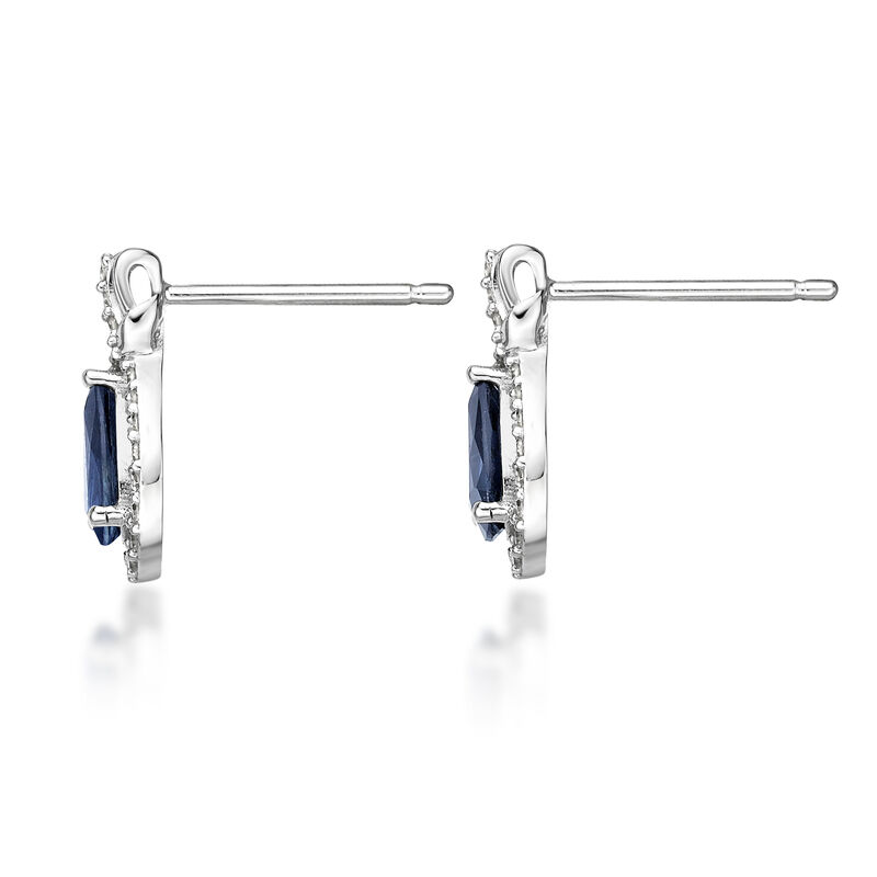 Pear Sapphire & Diamond Drop Earrings in 10k White Gold image number null