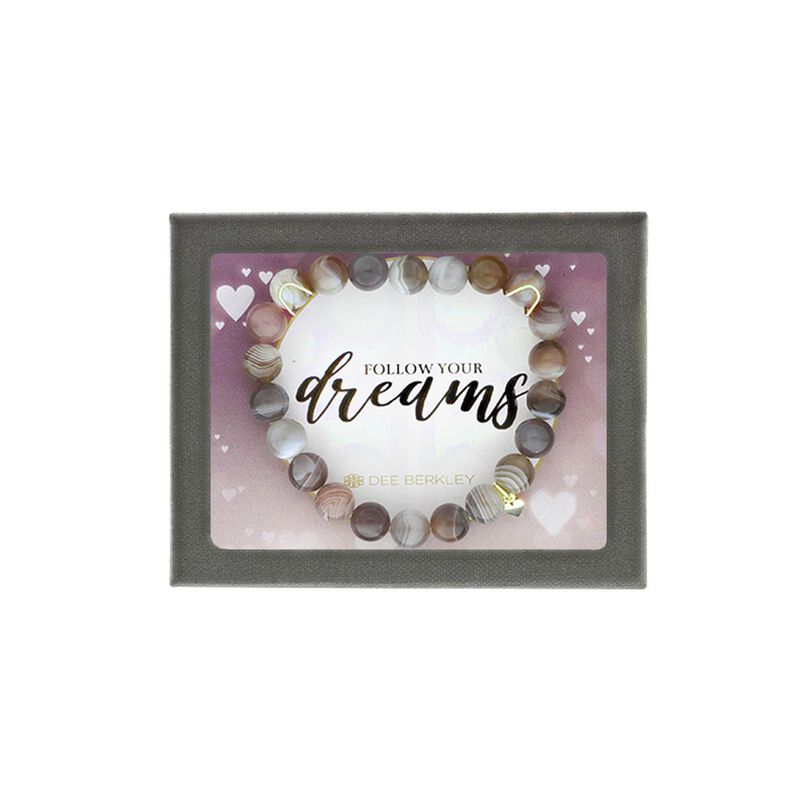 "Follow your Dreams" Purple Botswana Bracelet in Sterling Silver & Gold Plate image number null
